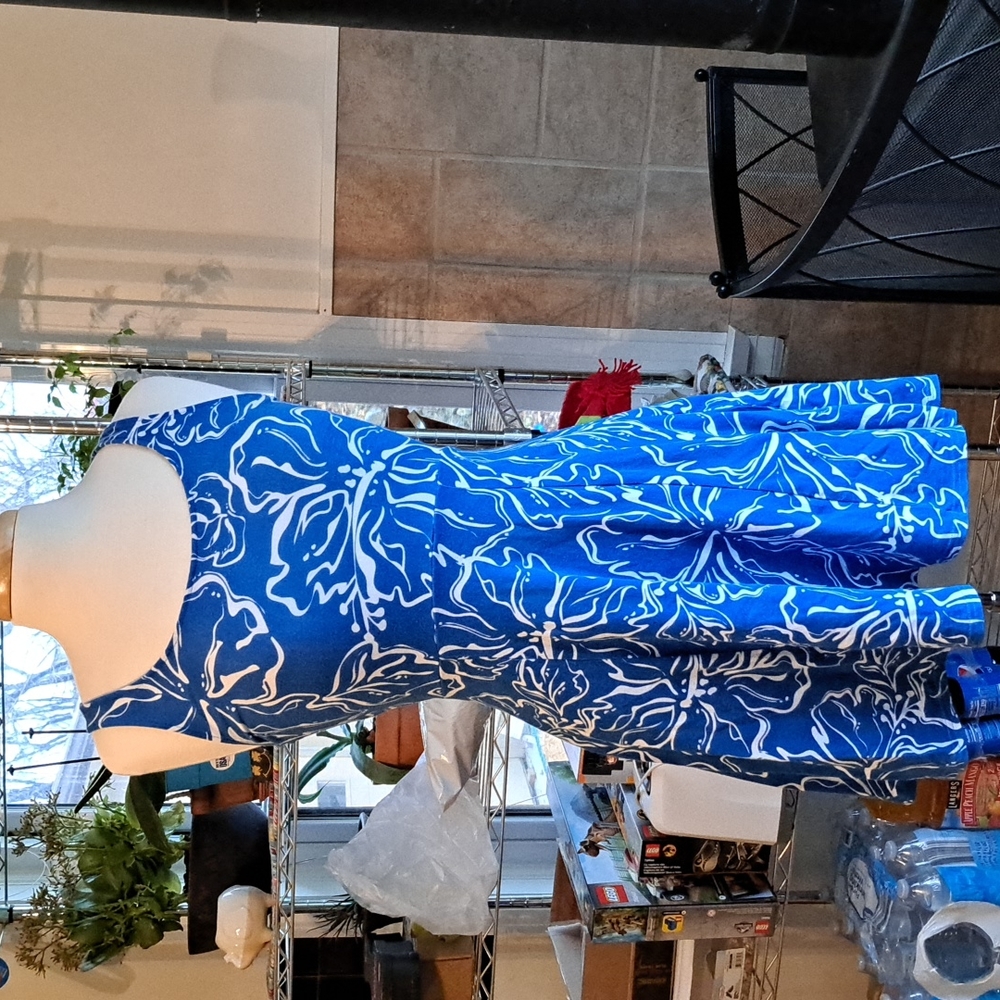 SO Vintage Blue Stretchy Cotton Party/Summer Dress Size Small